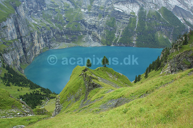 Oeschinensee. Oeschinensee i Oeschinental i de Schweiziske Alper; ; Kandersteg; Schweiz; Europa; ; 