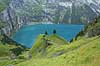 Oeschinensee. Oeschinensee i Oeschinental i de Schweiziske Alper  Kandersteg Schweiz Europa  